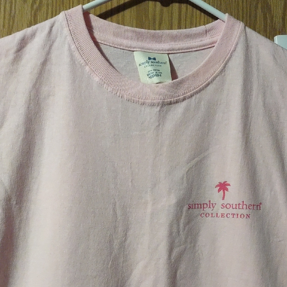 Simply Southern Light Pink Tee Flamingo Nwt